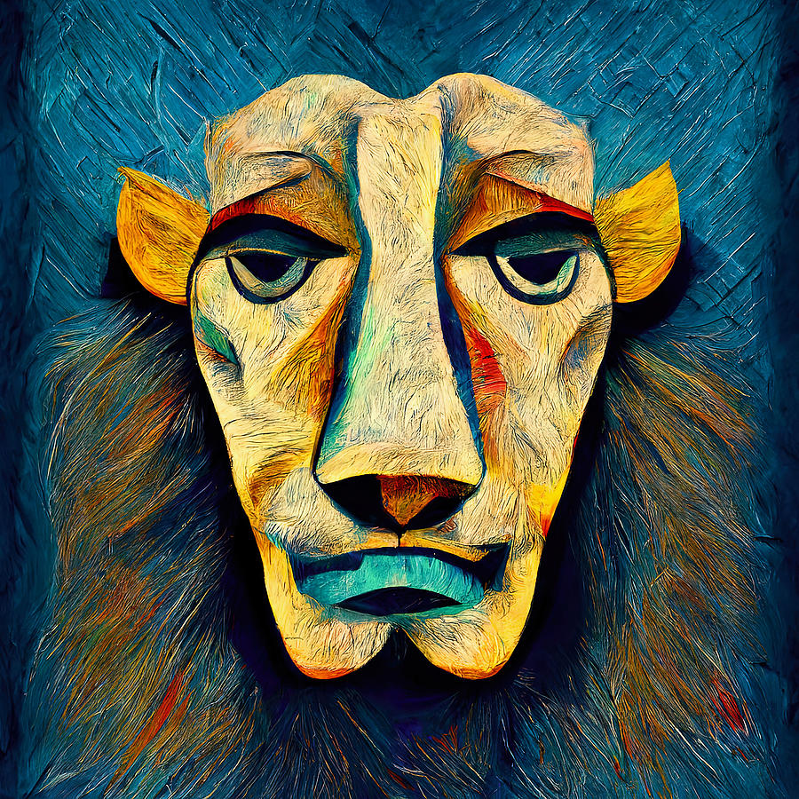 Abstract Lion Head, 06 Painting by AM FineArtPrints