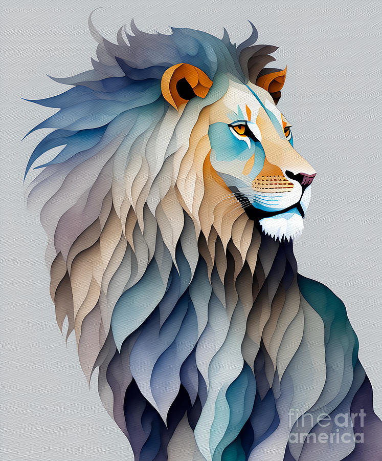 Abstract Lion Portrait - 3SD Digital Art by Philip Preston