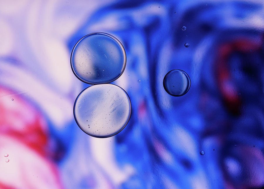 Abstract  Macro Bubbles in Blue Photograph by Amelia Pearn
