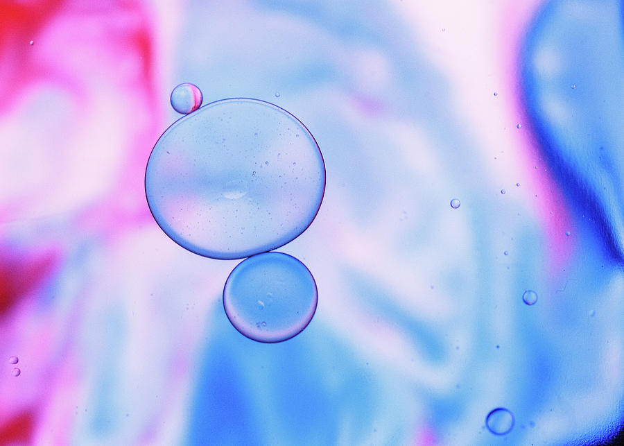 Abstract  Macro Bubbles in Blue and Pink Photograph by Amelia Pearn