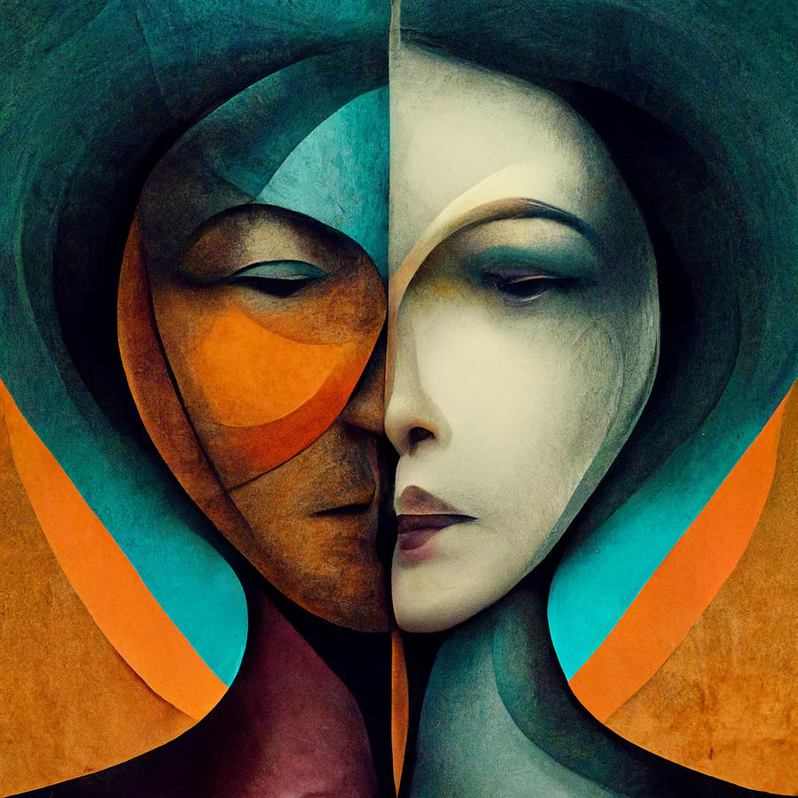 Abstract Man And Woman Face To Face Discussing Muted C B6b44d48 6d7b ...