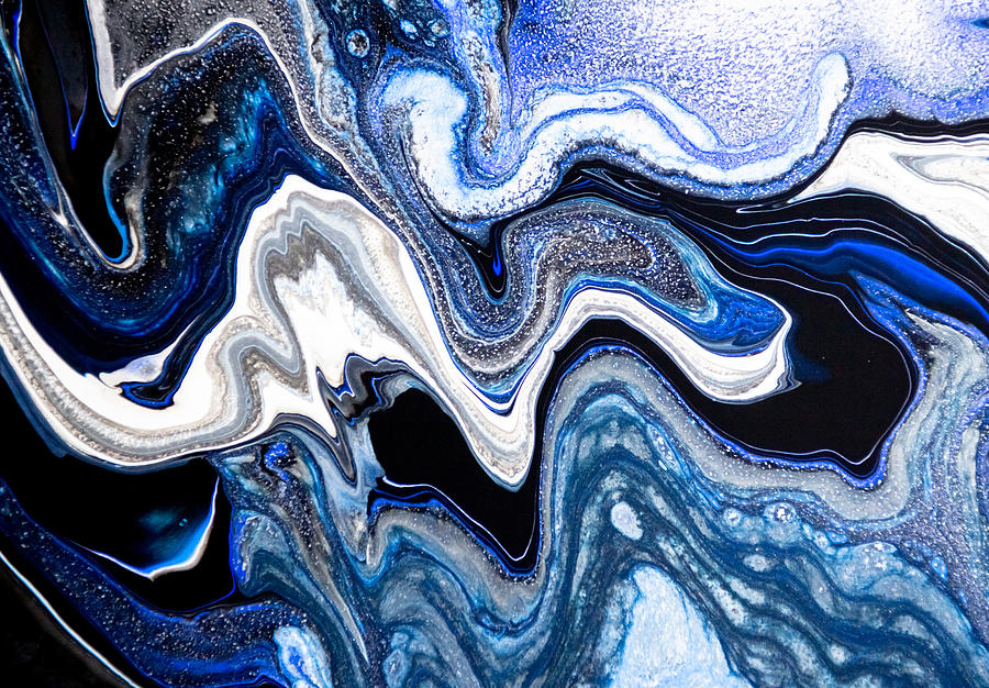 Abstract Marble Liquid Texture In Silver White Glitter Drawing