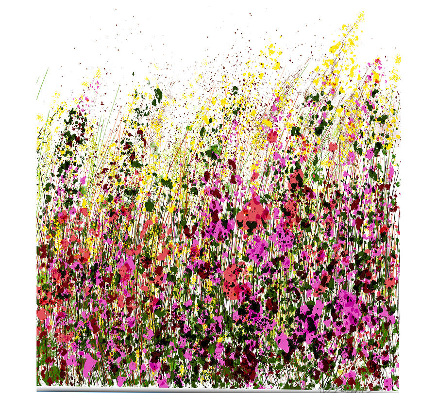 Abstract Meadow Flowers Splatter Transparent Painting Painting