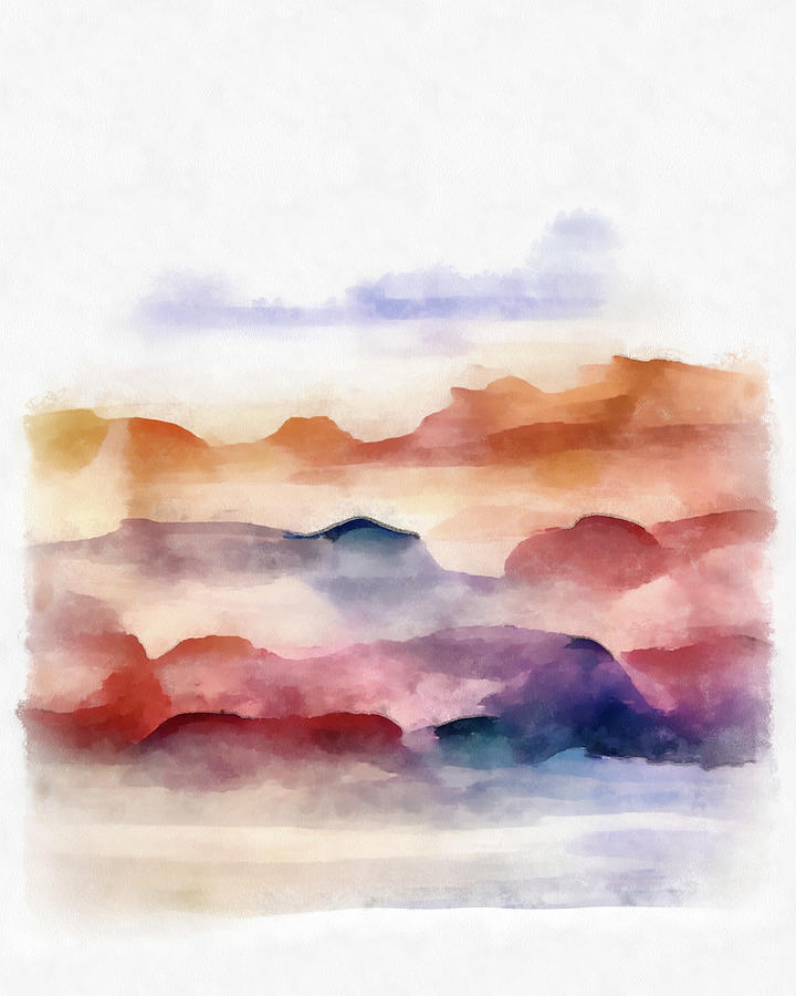 Abstract Minimalist Art 17 Watercolor Landscape Painting by Matthias Hauser