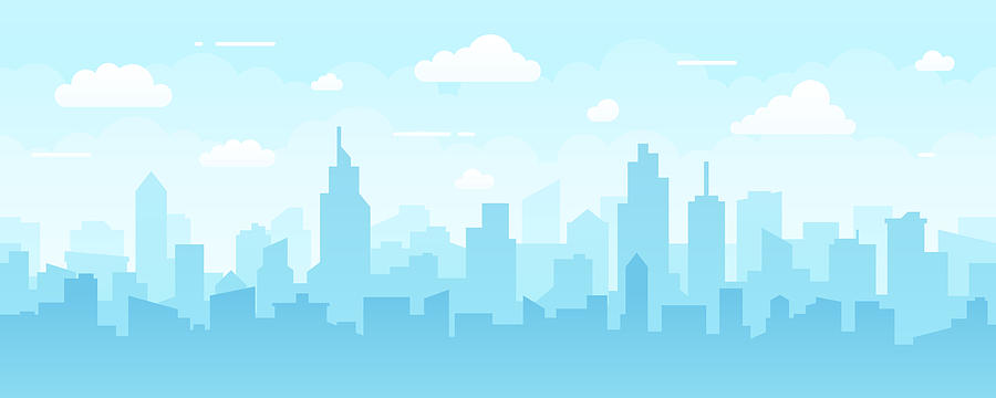 Abstract Modern City Skyline - Seamless Vector Pattern Drawing by PeterPencil