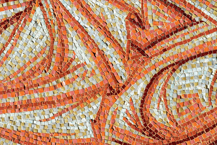 Abstract Mosaic in Happy Orange Yellow and Brown Ribbons Photograph by Georgia Mizuleva