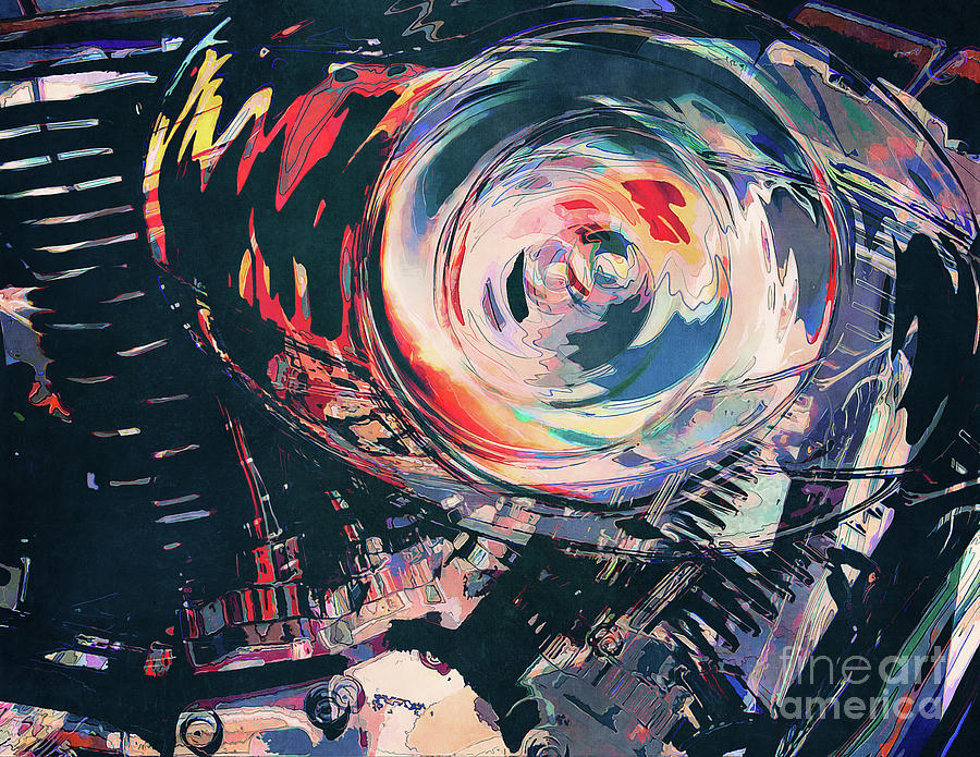 Abstract Motorcycle Engine Digital Art by Phil Perkins