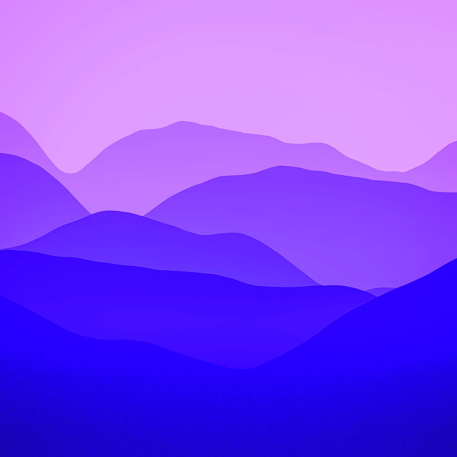 Abstract Mountain Landscape Blue Violet Orchid Plum Digital Art by Matthias Hauser