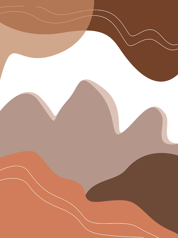 Abstract Mountains 03 - Modern, Minimal, Contemporary Abstract - Terracotta Brown - Landscape Mixed Media