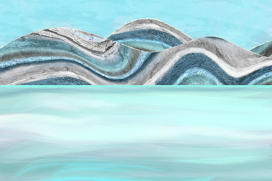 Abstract Mountains by the Ocean Digital Art by Peggy Collins