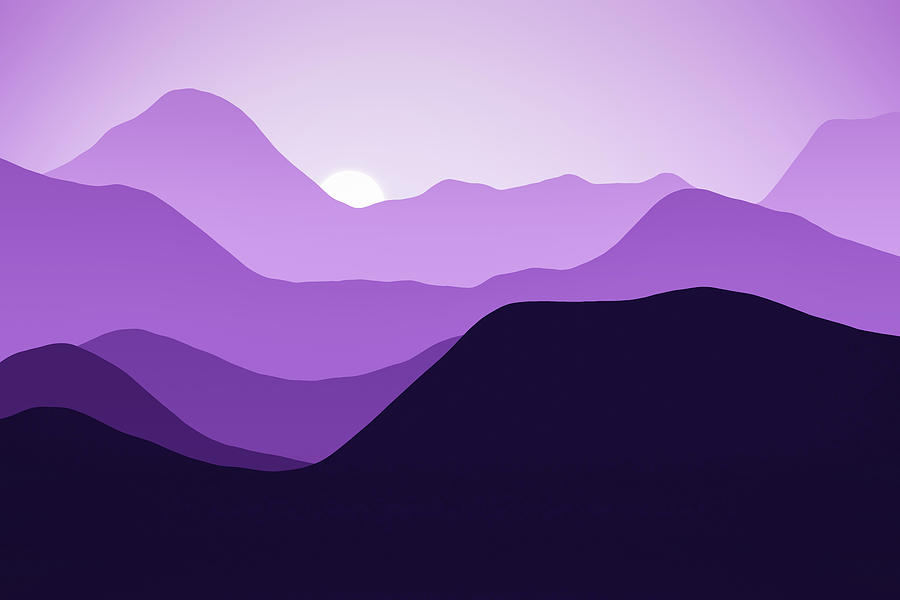 Abstract Mountains Orchid and Purple Minimalism Digital Art by Matthias Hauser