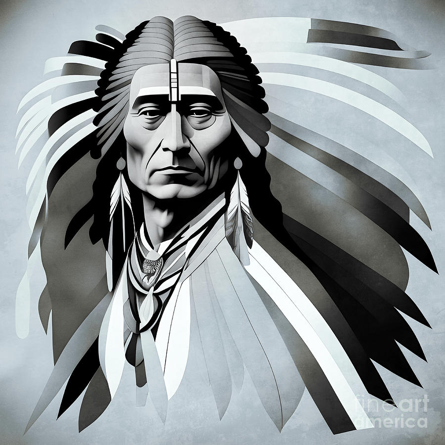 Abstract Native American Portrait - 6 Digital Art by Philip Preston