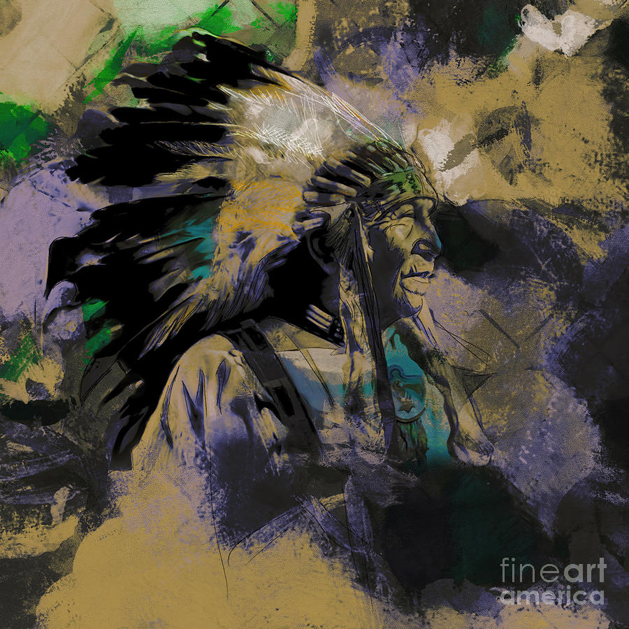 Wolves Painting - Abstract Native art 34Df3 by Gull G