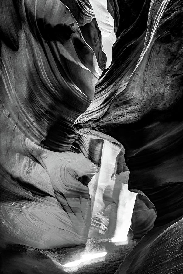 Abstract Nature of Antelope Canyon - Black and White Photograph by Gregory Ballos