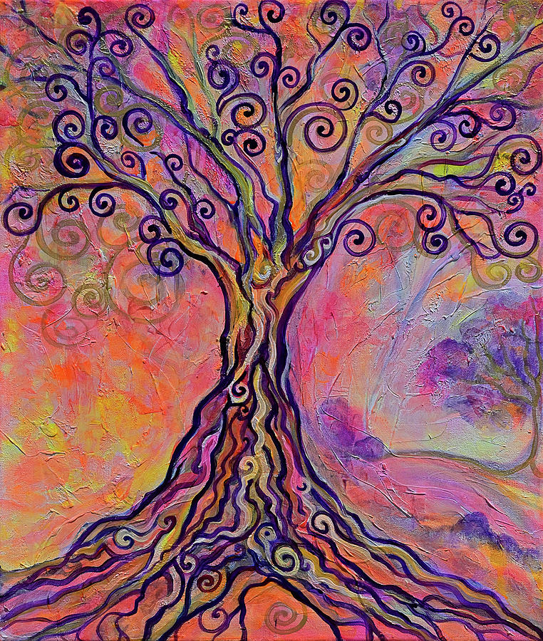 Abstract Neon Tree Painting