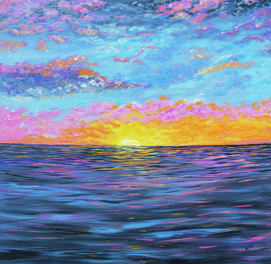 abstract ocean- Bay Sunrise Painting by Kathy Symonds - Fine Art America