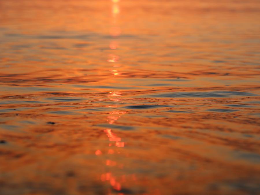 Abstract Orange Ocean Waves Sunset  Photograph by Kathrin Poersch