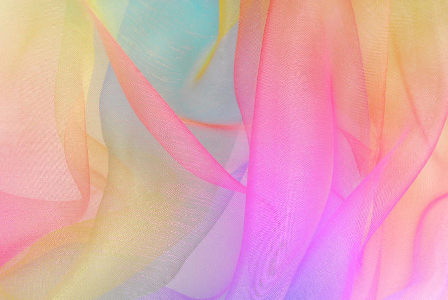 Abstract organza fabric in rainbow color Photograph by Severija Kirilovaite