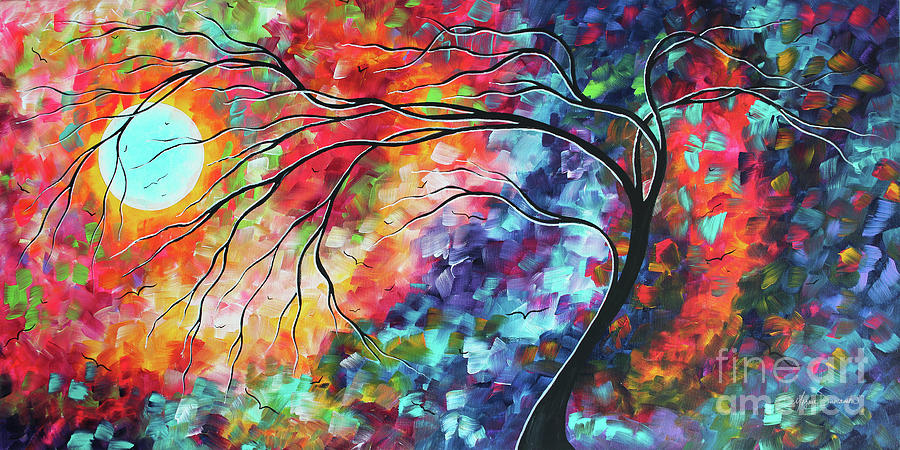Abstract Original Landscape Tree Moon Painting Colorful Artwork Megan Duncanson Painting by Megan Aroon