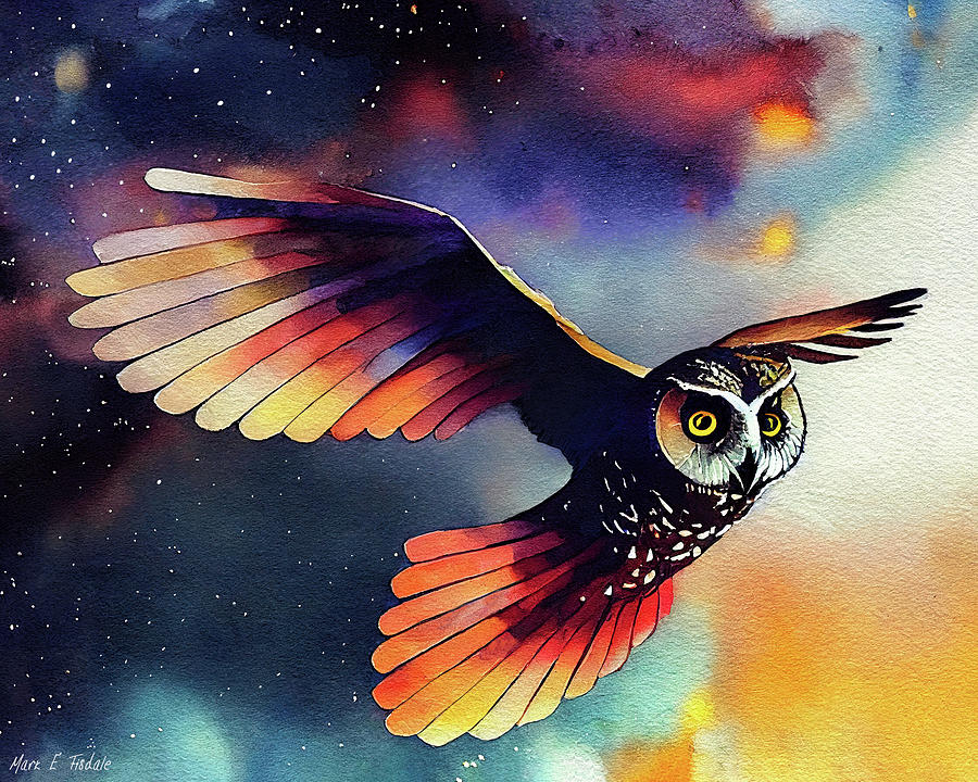 Abstract Owl In Flight Digital Art by Mark Tisdale