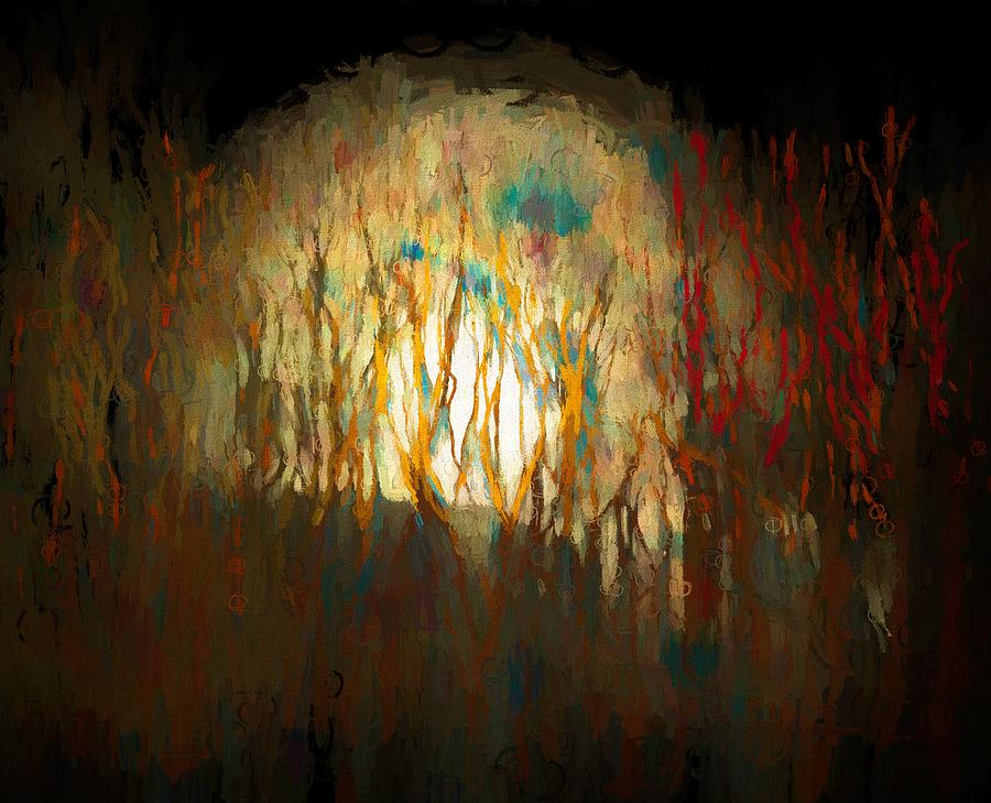 Abstract Painted Night Full Moon Rises Painting by Joan Stratton