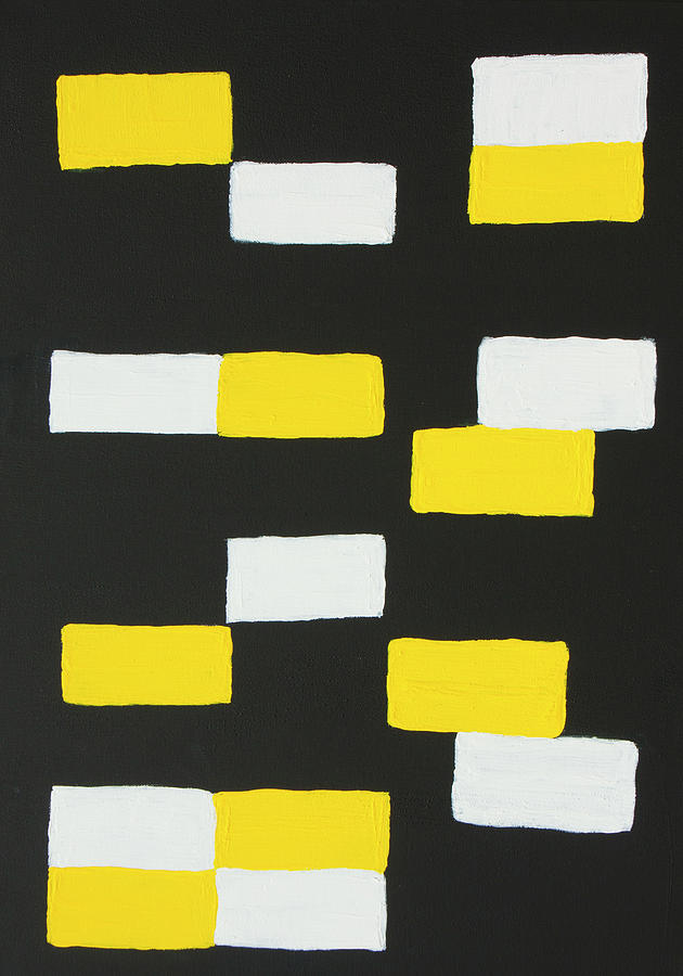 Abstract painting in white and yellow colours on black Painting by Irina Afonskaya