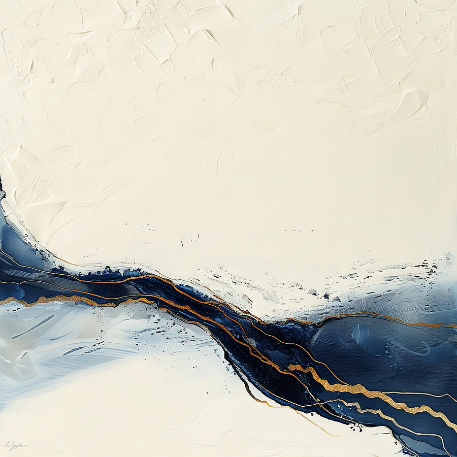 Abstract Paintings Inspired by the Ocean Navy and White Painting by Lourry Legarde