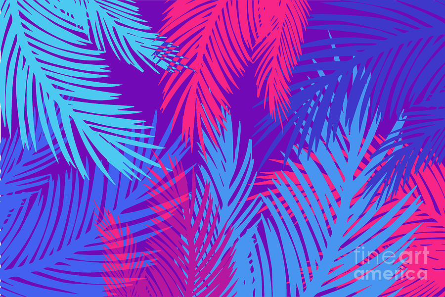 Abstract Palm tree leaves. Colorful leaves background. Digital art of ...