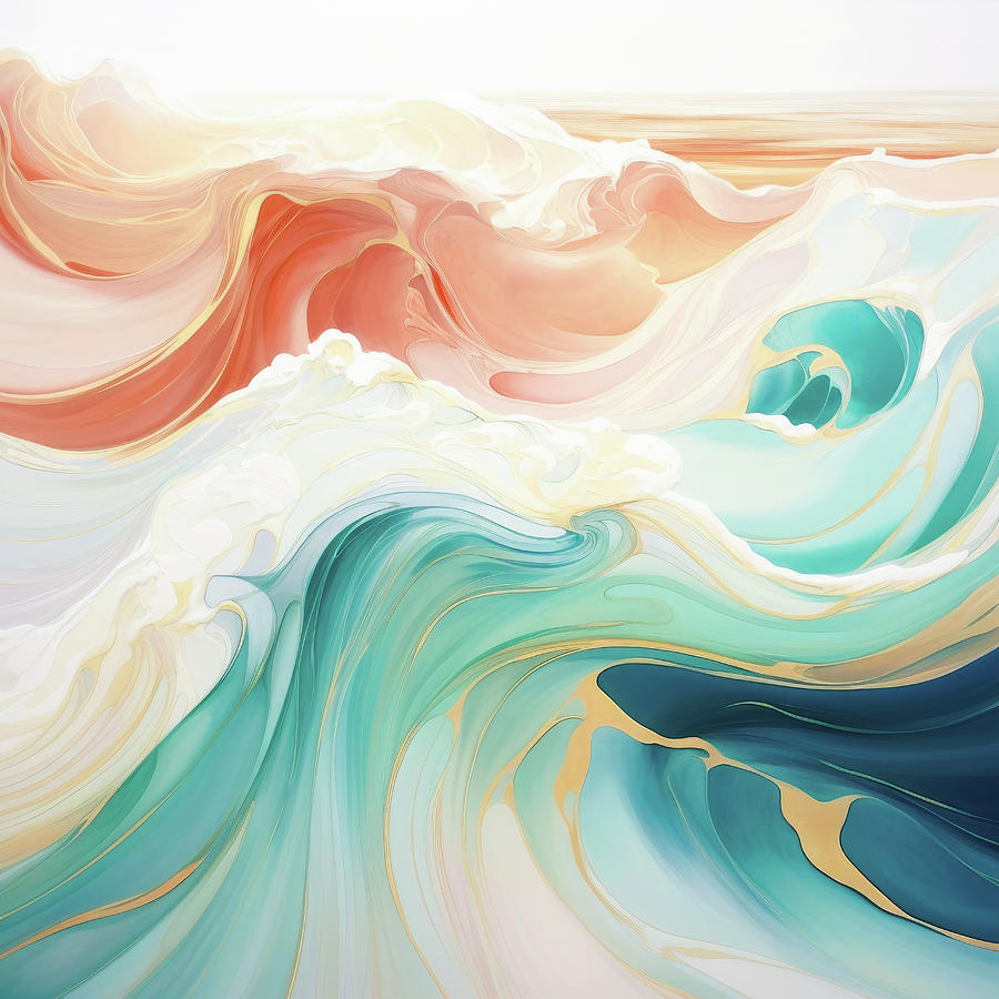 Abstract Pastel Ocean Waves 06 Digital Art by Matthias Hauser
