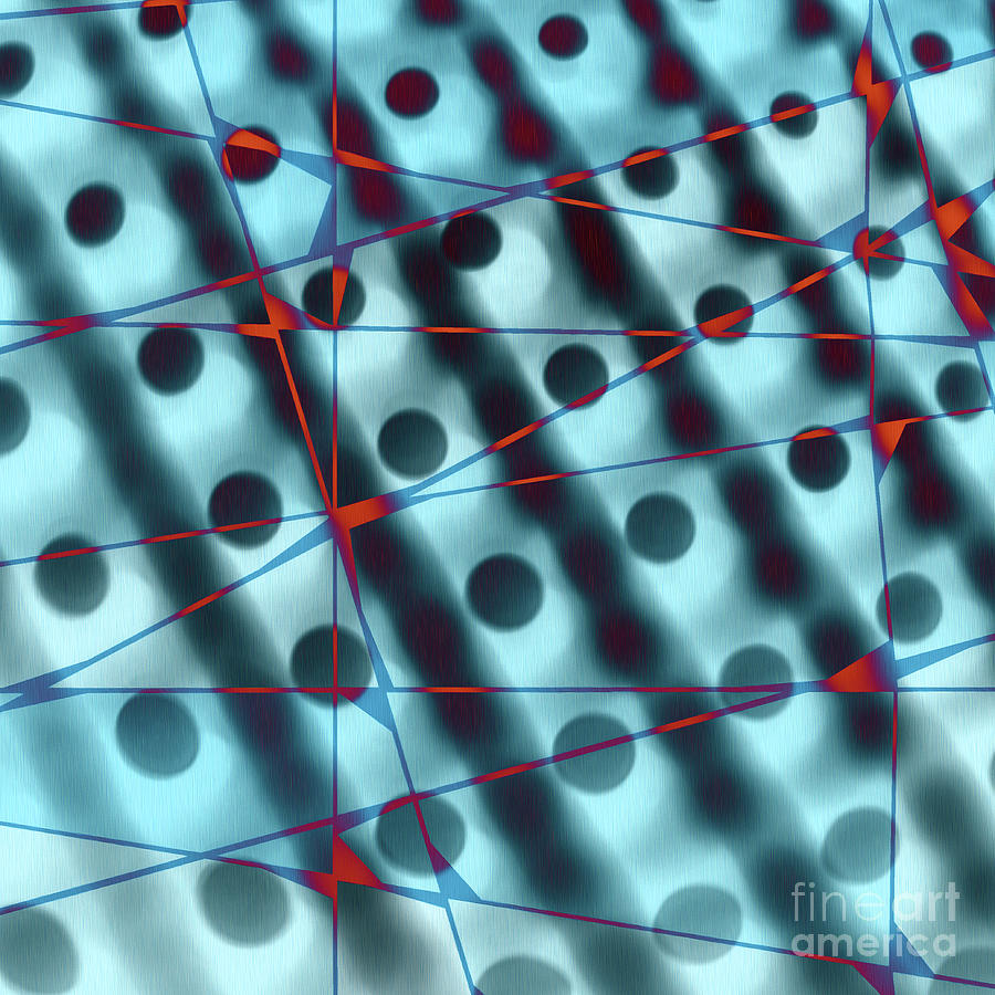 Abstract Digital Art - Abstract Pattern Blue Grid by Edward Fielding