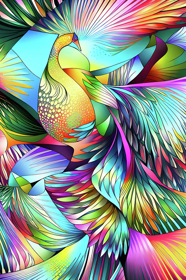 Abstract Peacock Digital Art by Grace Iradian
