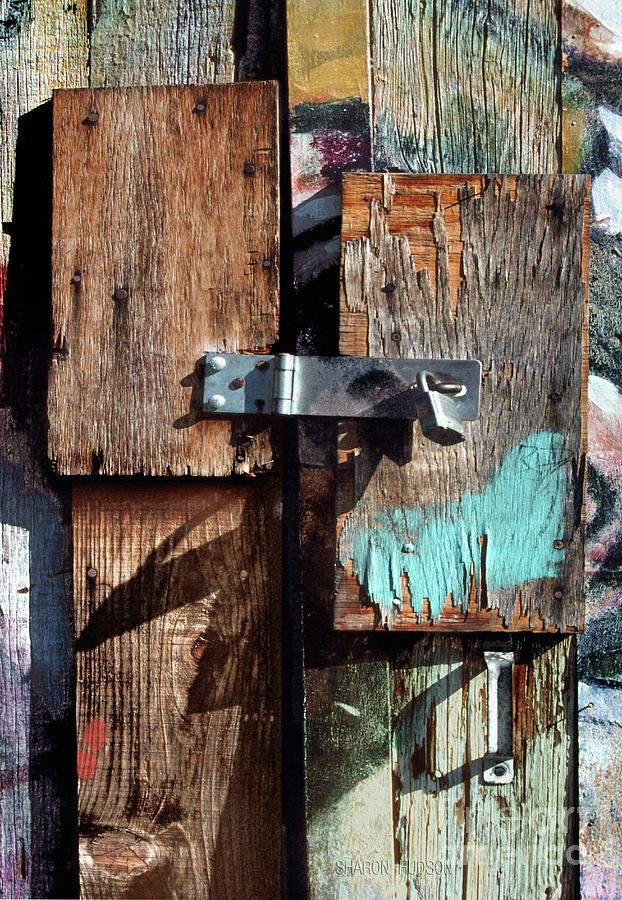 abstract photography - Salvage Board Gate Photograph by Sharon Hudson