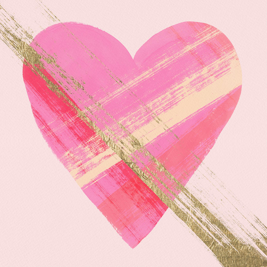 Abstract Pink Heart Art by Jen Montgomery Painting by Jen Montgomery