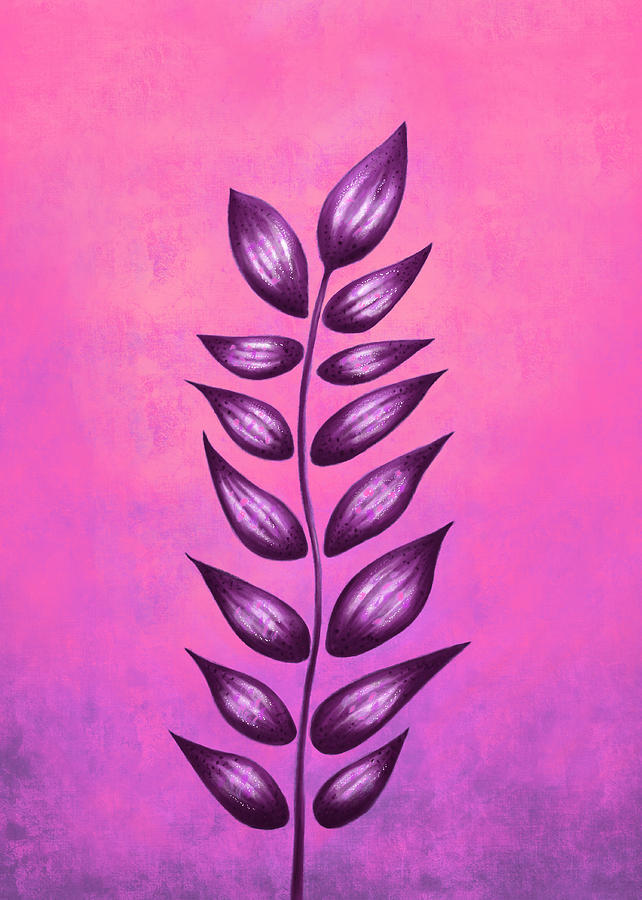 Abstract Plant Surreal Botanical Art In Pink And Purple Digital Art by Boriana Giormova