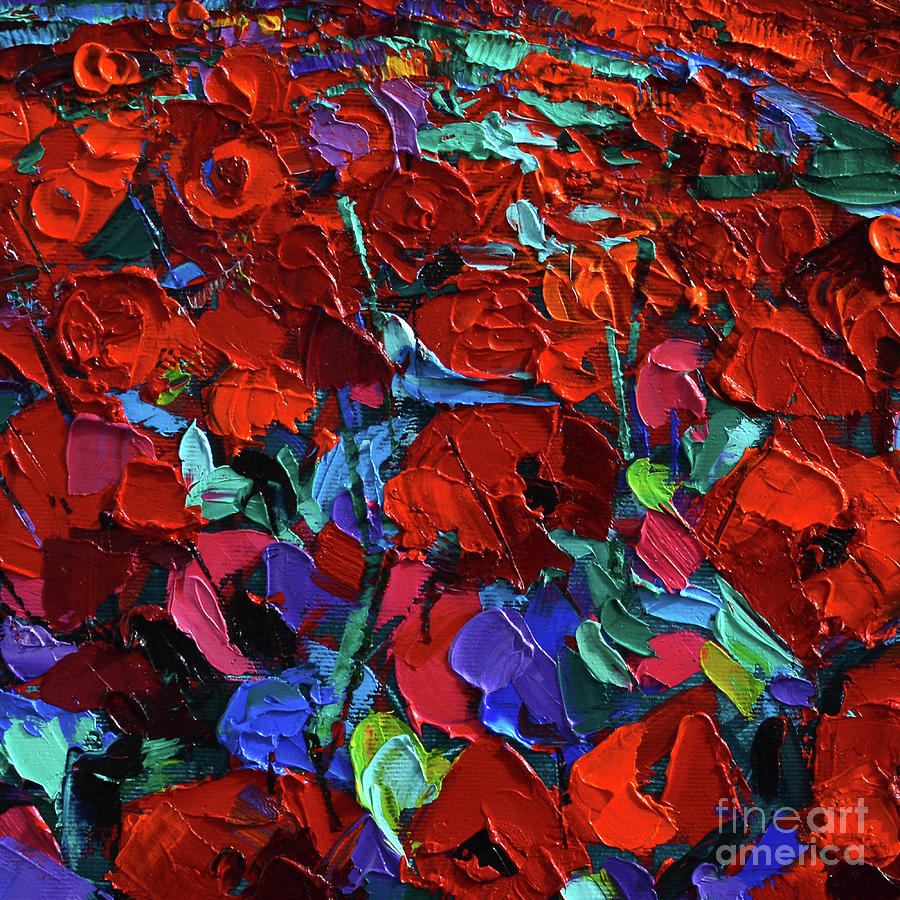 Poppy Painting - Abstract Poppies Mona Edulesco palette knife oil painting by Mona Edulesco