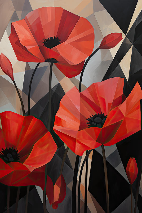 Abstract Poppies Paintings Painting