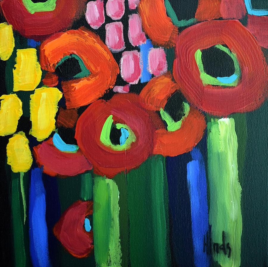 Abstract Poppies Square 3 Painting
