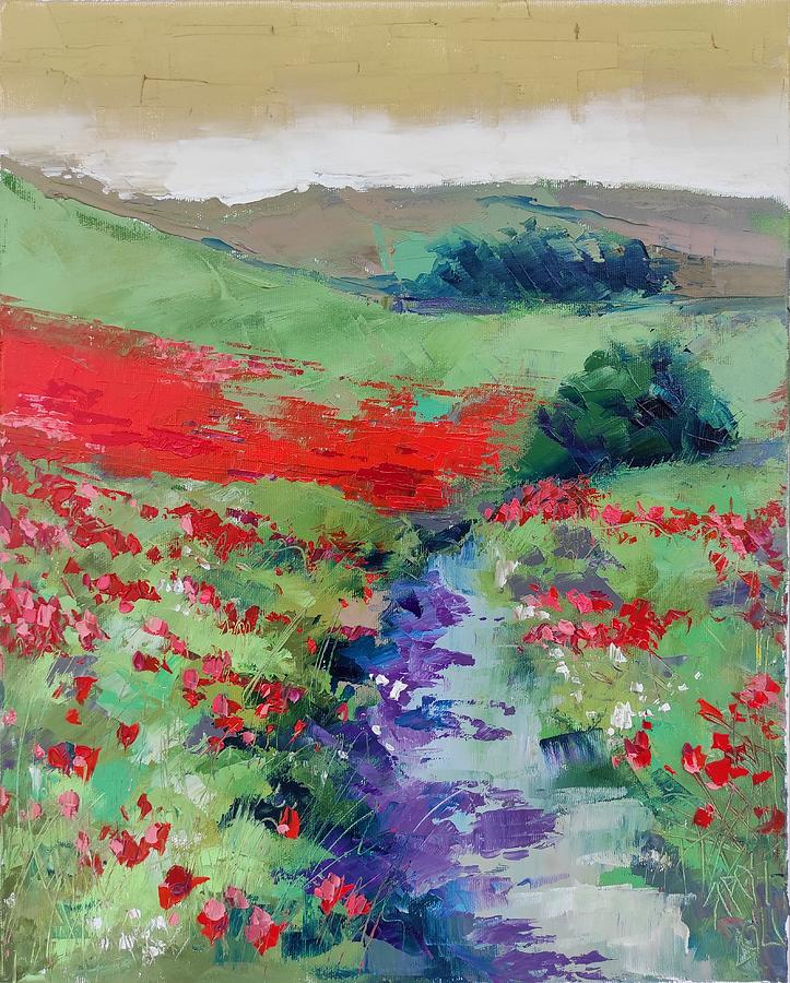 Abstract Poppy Field Painting