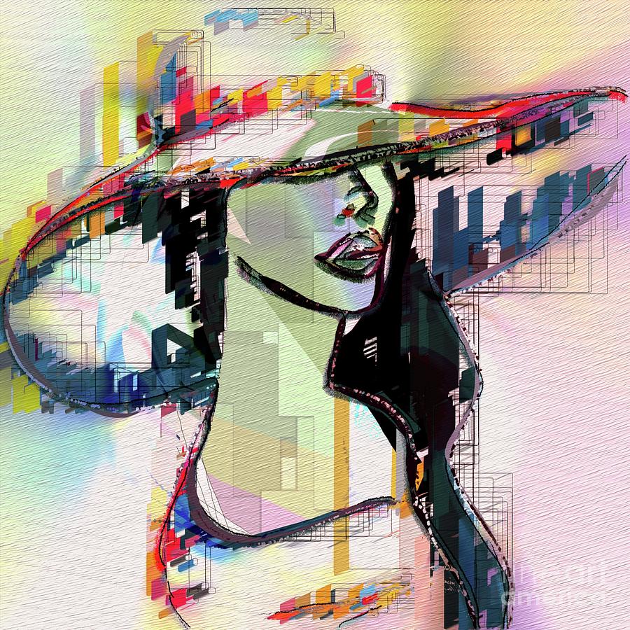 Abstract Portrait - 65, Woman With Hat Digital Art by Philip Preston
