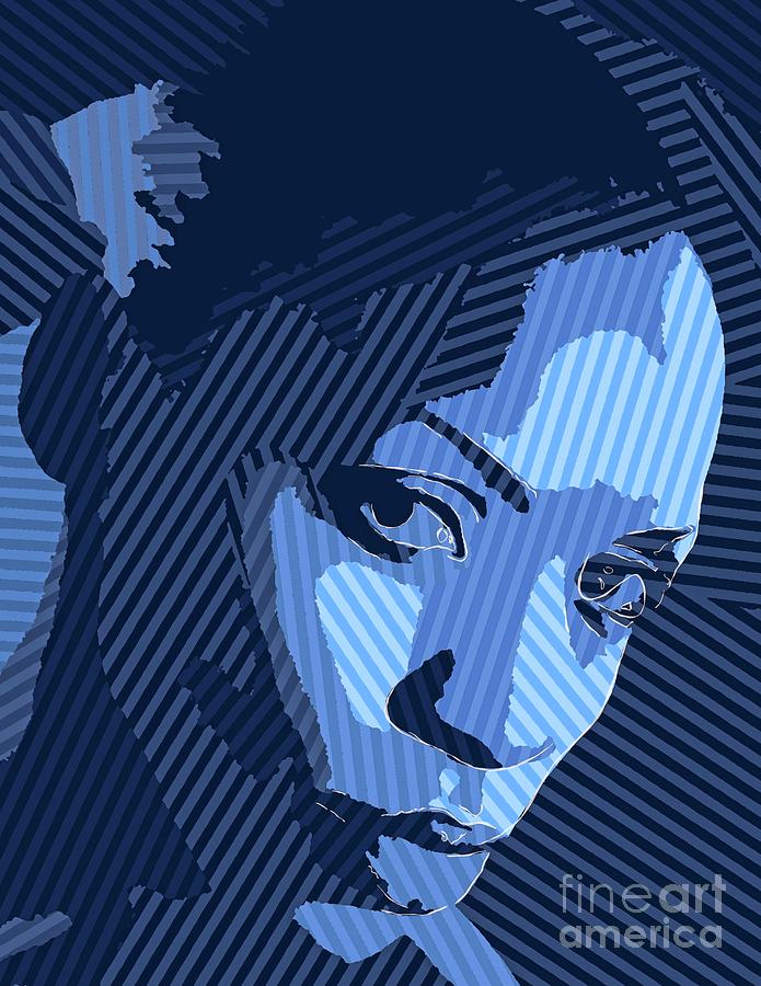 Abstract Portrait - 82a - Blue Stripes Style Digital Art by Philip Preston