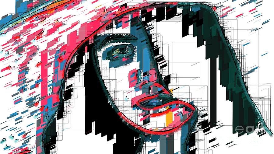 Abstract Portrait - 95a - Woman With Hat Digital Art by Philip Preston