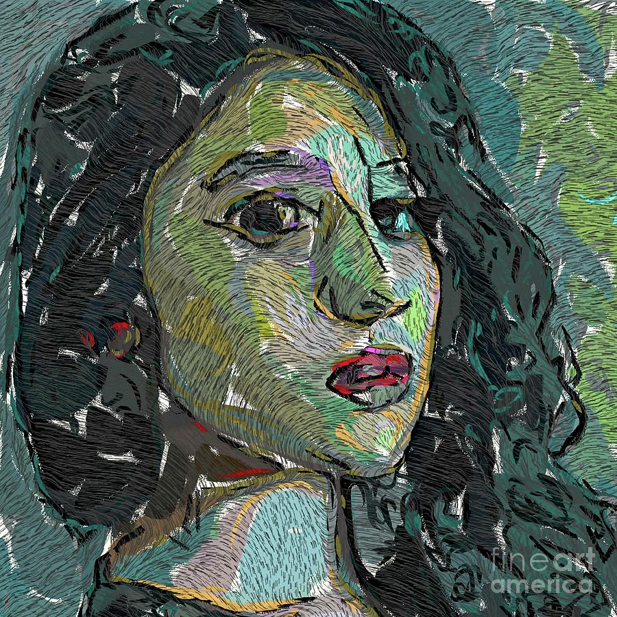 Abstract Portrait Of A Young Woman - 3 Digital Art by Philip Preston