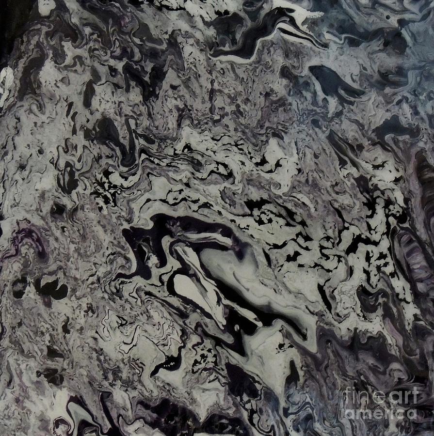 Abstract Pour Paint Purple Painting by Sherry Hallemeier