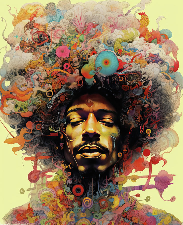 Abstract psychadelic acid trip portrait of Jimi Hendrix Photograph by ...