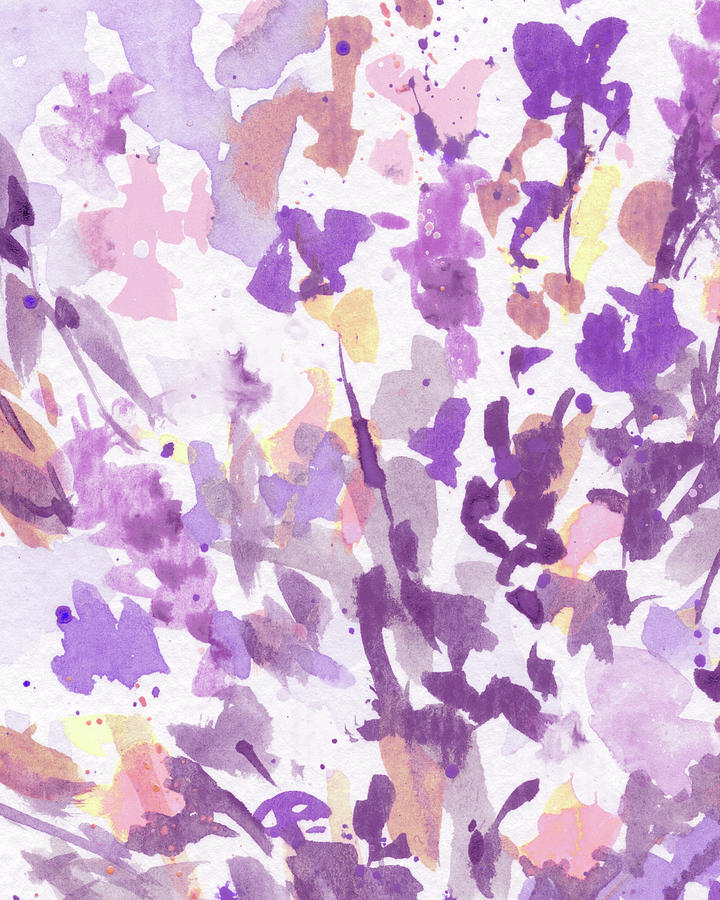 Abstract Purple Flowers The Burst Of Color Splash Of Watercolor I Painting by Irina Sztukowski