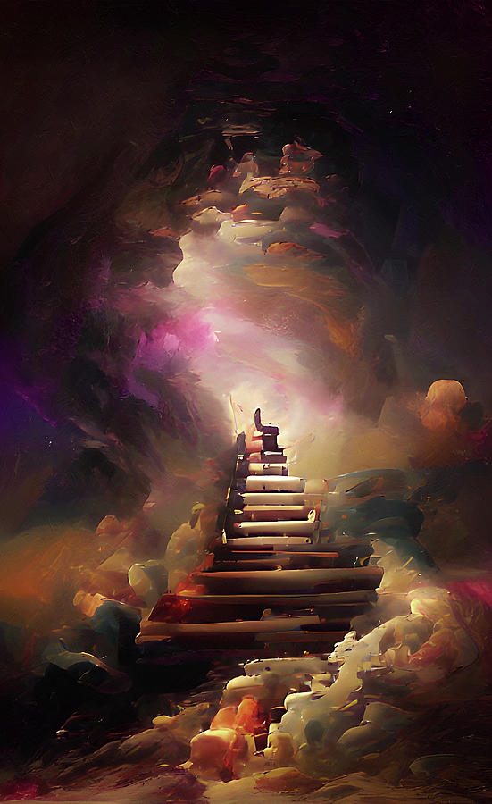 Abstract Realism Stairway To Heaven Mixed Media by Georgiana Romanovna