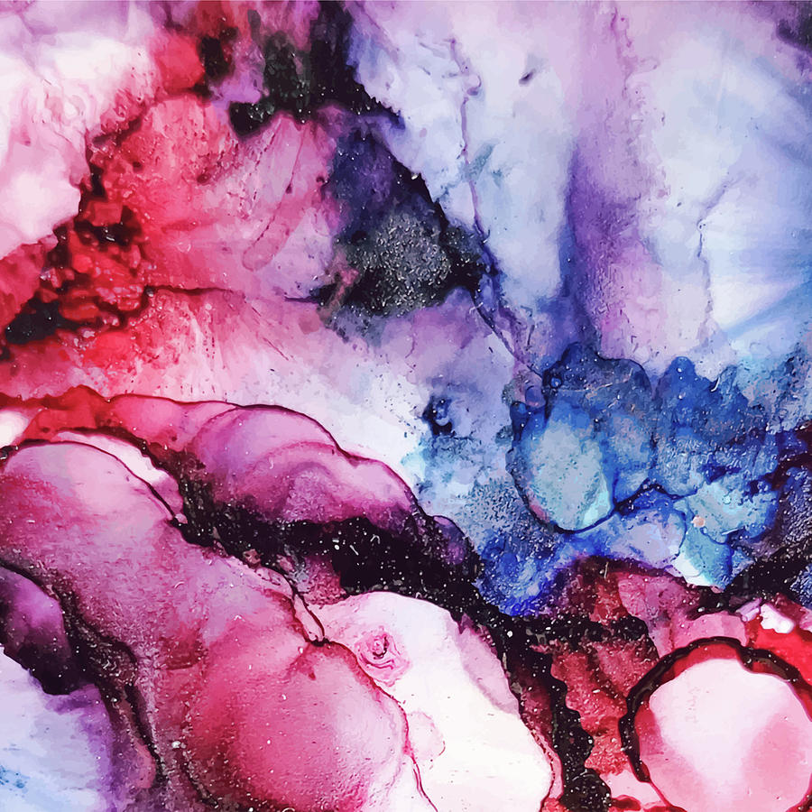 Abstract Red Blue Ink Liquid Digital Art by Sambel Pedes