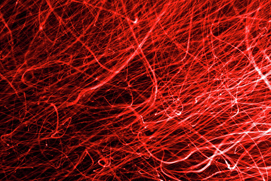 Abstract Red Chaos Lines On Black Digital Art by Mikhail Kokhanchikov