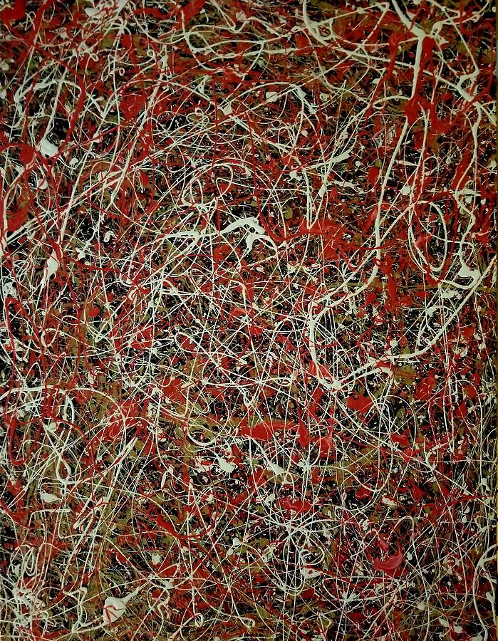 Abstract Red Gold Blue Gray Painting by Sk Storey - Fine Art America