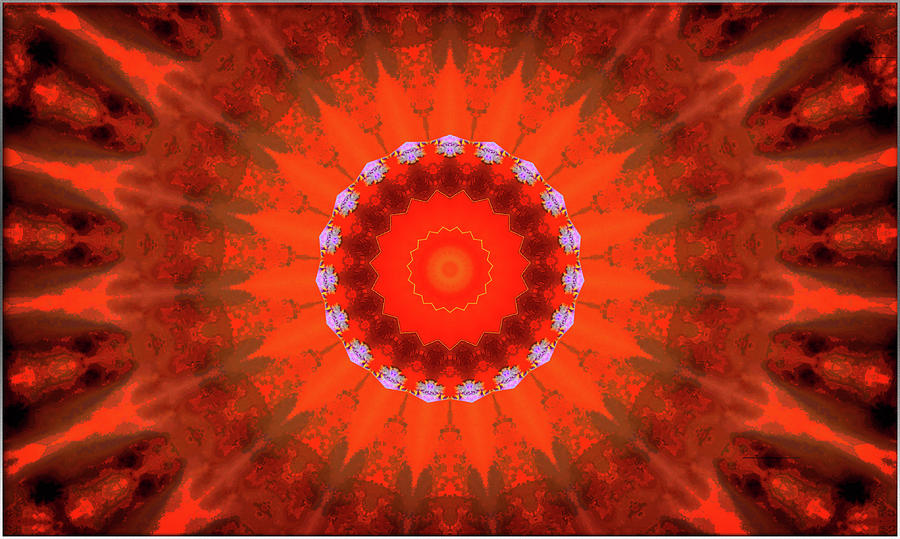 Abstract, Red Mandala Style, UK Digital Art by Derek Oldfield - Fine ...